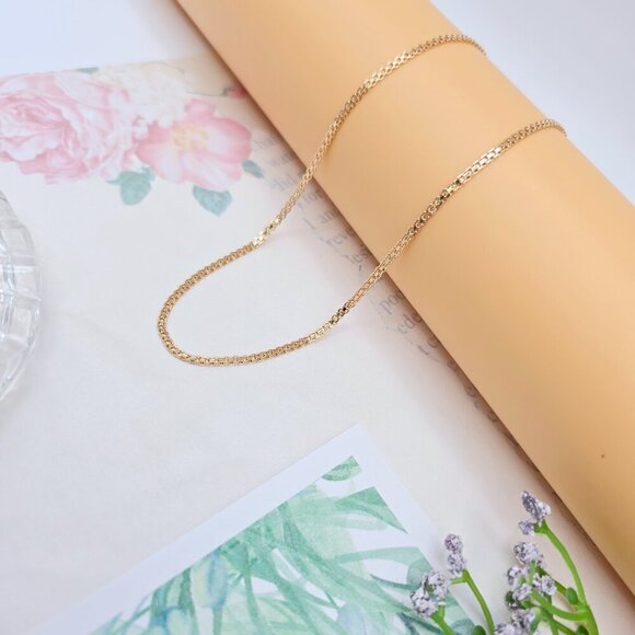 "Rose Gold Box Chain Necklace in High Shine Finish - 45cm (17.7 Inch), XPNL0059 - Picture 5 of 12